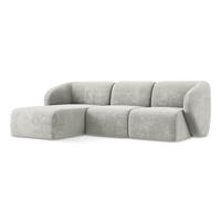 ECKSOFA Links Chenille Stoff Grau - Hellgrau/Schwarz, Holzwerkstoff/Kunststoff (248/166cm) - LaMiaSofa