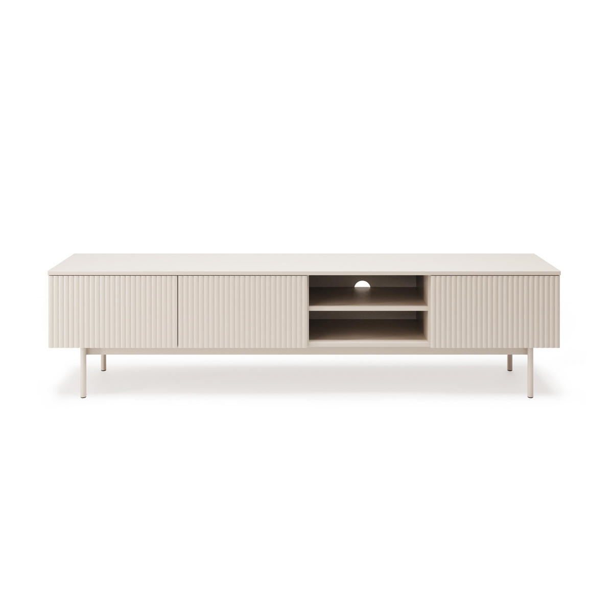 LOWBOARD Soft mit 3 Türen und geriffelten Fronten, Kaschmir - Kaschmir, Holzwerkstoff/Metall (200/50/38cm) - Beautysofa