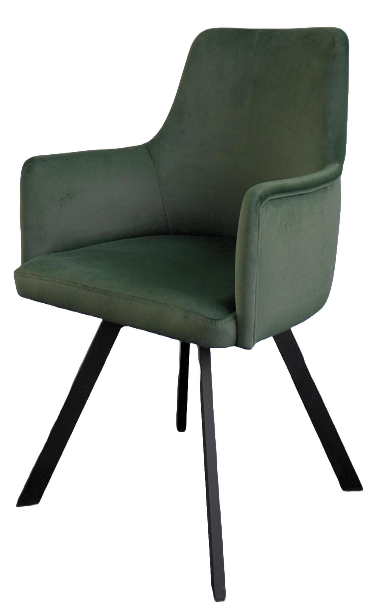 ARMLEHNENSTUHL Sello grün mit T-Fuß drehbar - Schwarz/Grün, Textil/Metall (55/90/58cm) - INKA furniture