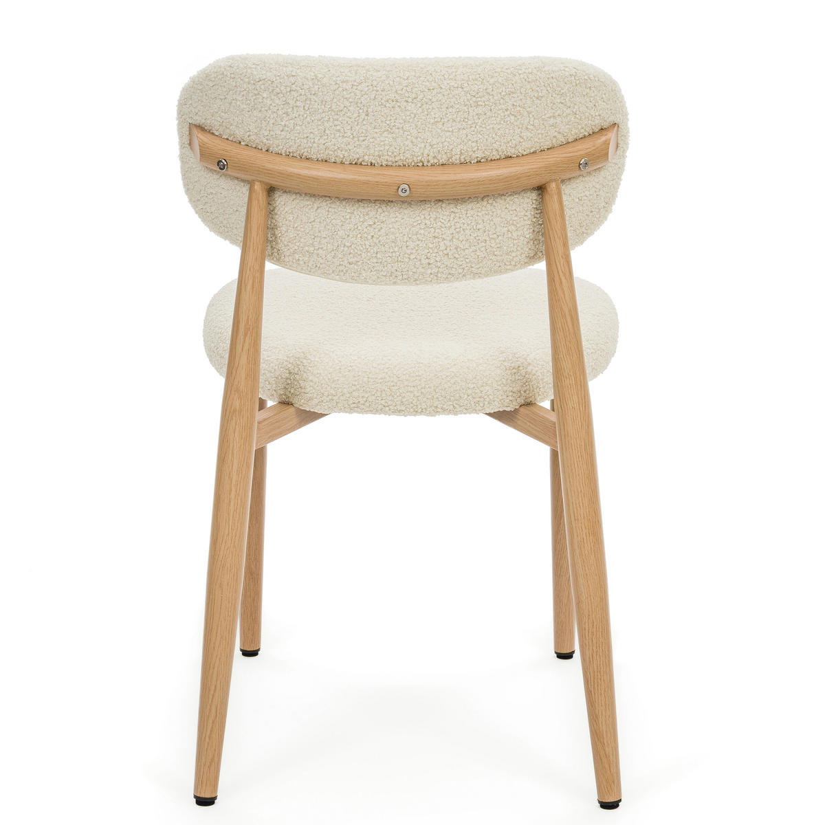 STUHL ALMO gepolstert Beine in Holzoptik - ecru - Boucle - Ecru/Eichefarben, Textil/Metall (47/77/54cm) - NEW HOME