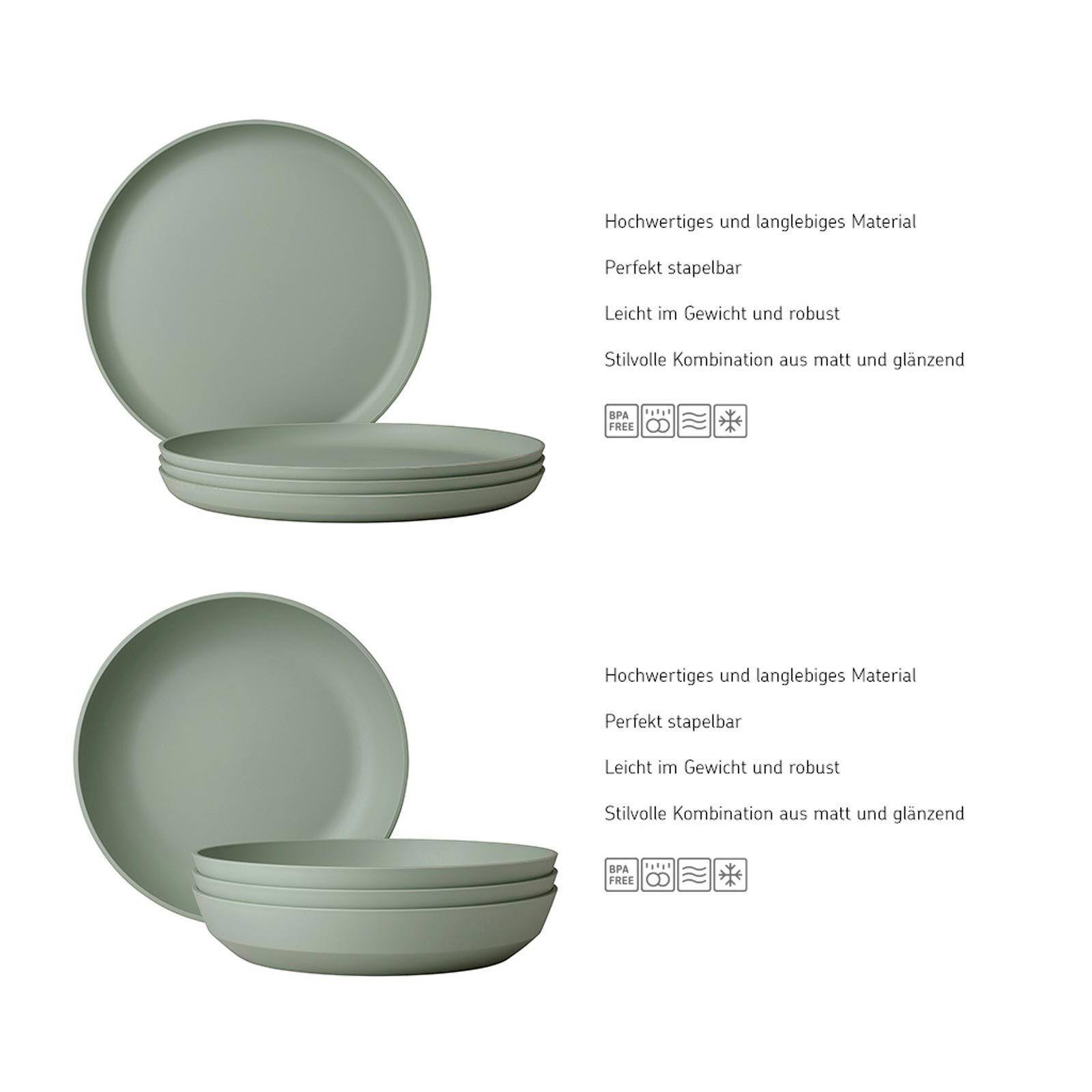 TAFEL-SET Silueta Nordic White 8er Set - Weiß, Kunststoff (1/1/1cm) - Mepal