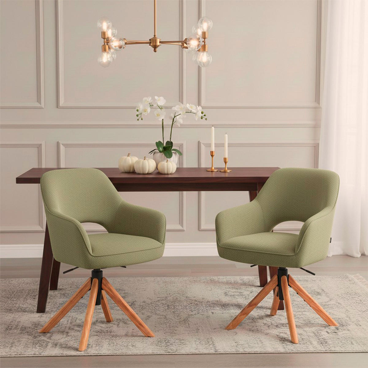 BÜROSTUHL Mika-Amia - Honigeiche/Grün, Eichenholz/Holz (60/88/65cm) - DUBI Möbel