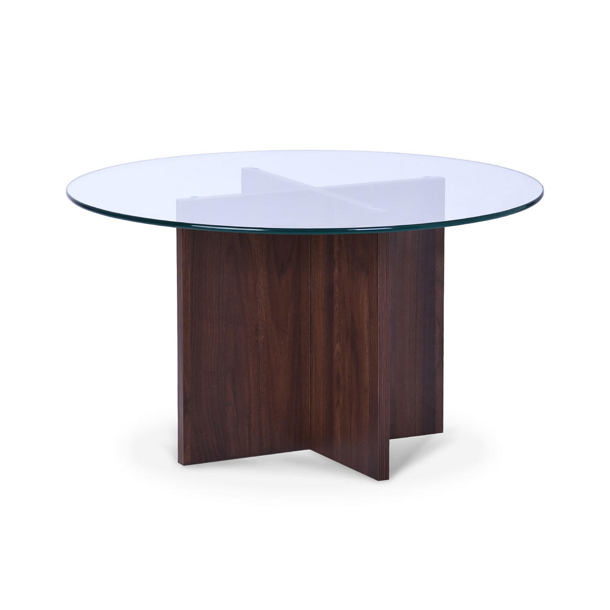 COUCHTISH Giulia Moderner aus Klarglas und Walnussholz - Transparent/Braun, Holz (80/80/45cm) - Sicaan