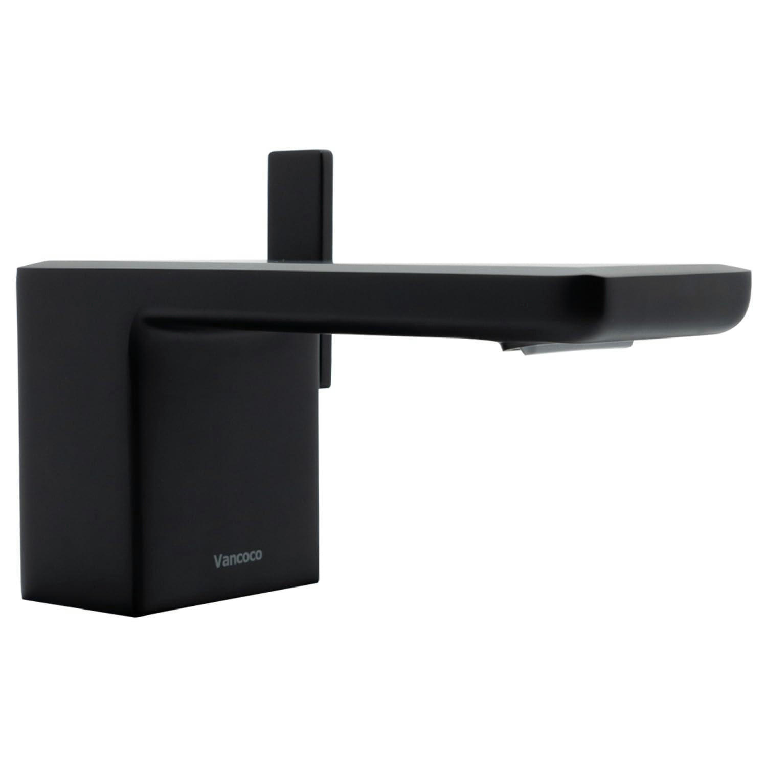 WASCHTISCHARMATUR Wasserfall Schwarz Matt Eckig - Schwarz, Metall (4.9/12.8/19cm)