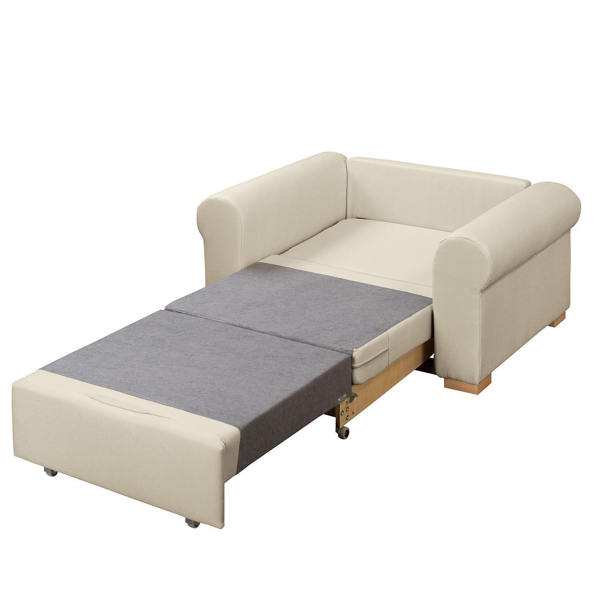 SCHLAFSOFA mit Husse - Buchefarben/Creme, Buchenholz/Textil (125/90/90cm) - home24