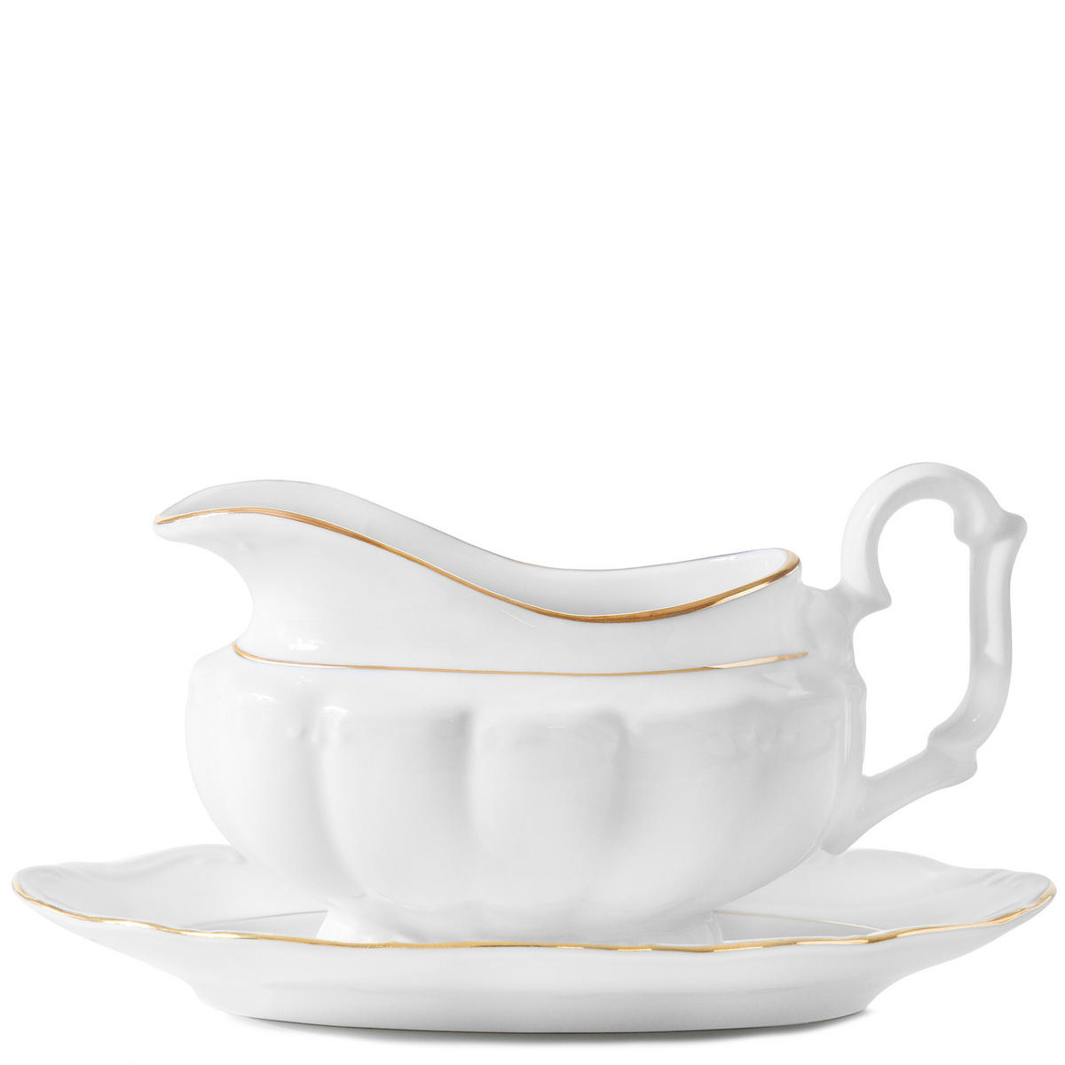 TAFELSERVICE Chodziez MARIA TERESA 44-tlg Porzellan mit Goldrand, Weiß / Gold - Goldfarben/Weiß, Keramik (25/2/25cm) - KONSIMO®