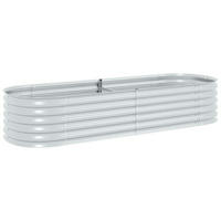 RUNDES Hochbeet für Garten BLUMO | Verzinkter Stahl | 240x80x44cm, Silber - Silberfarben, Metall (240/44/80cm) - DELUKE