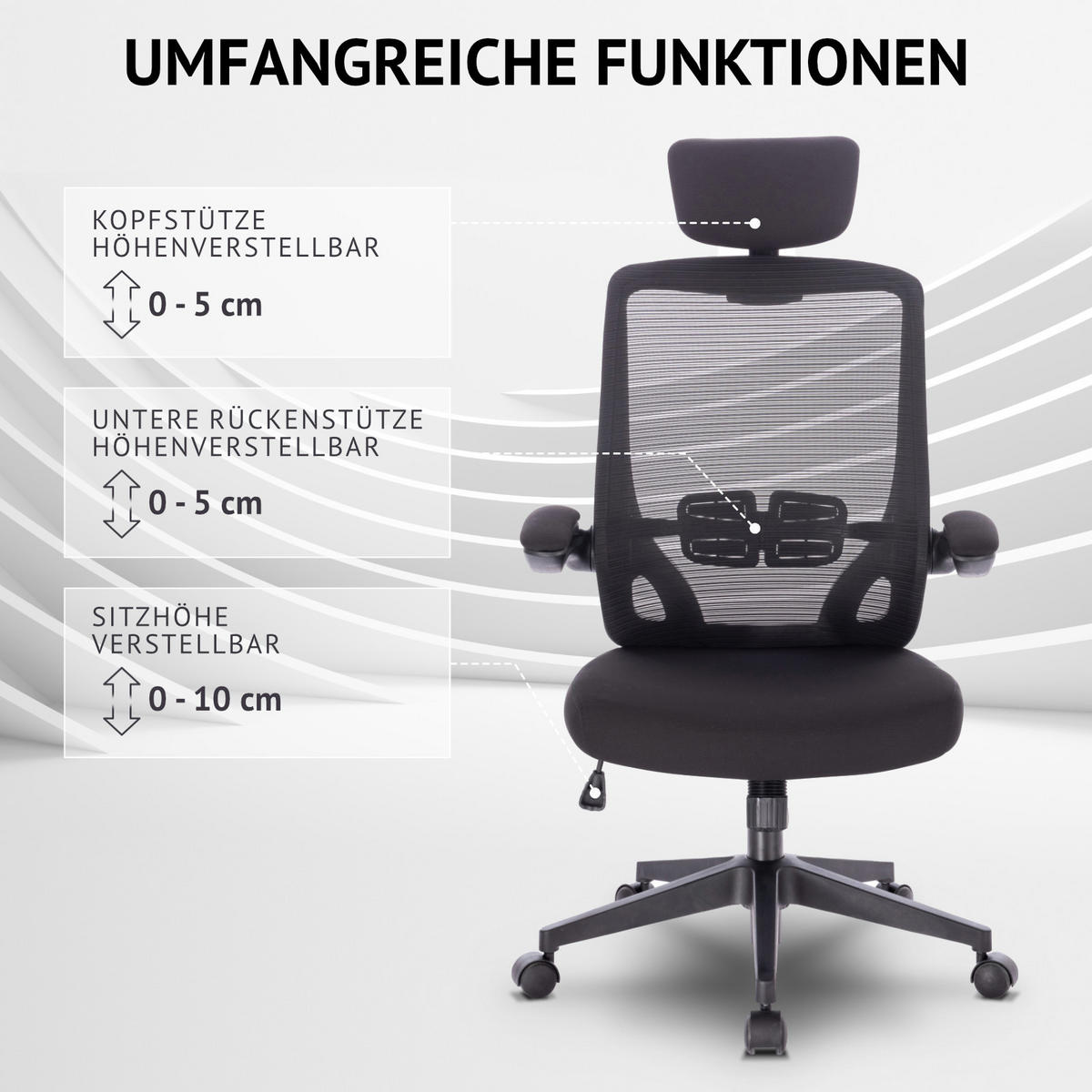 DREHSTUHL SAM Stoffbezug Schwarz - Schwarz, Textil (62/122/55cm) - SVITA