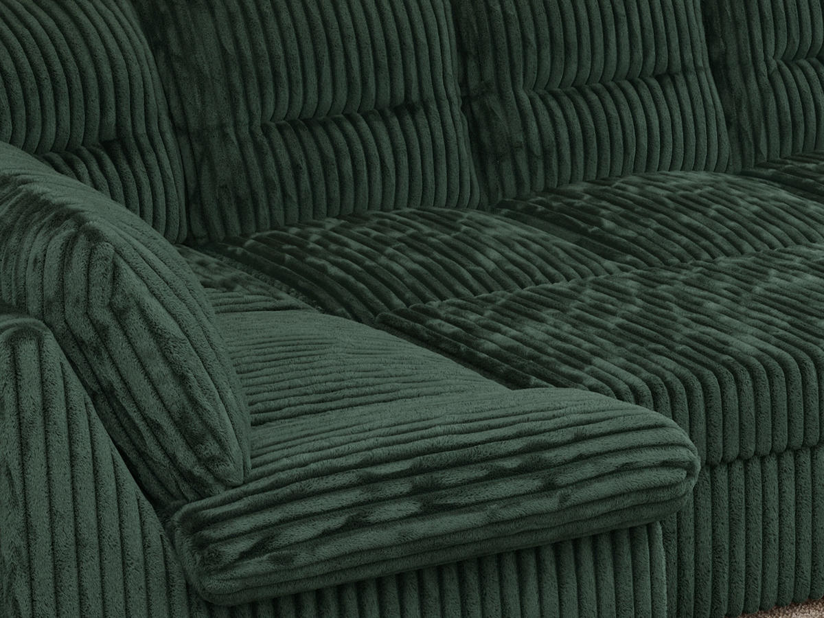 WOHNLANDSCHAFT COMODO U Grün Cord - Silberfarben/Grün, Textil/Metall (340/93/206cm) - MKS