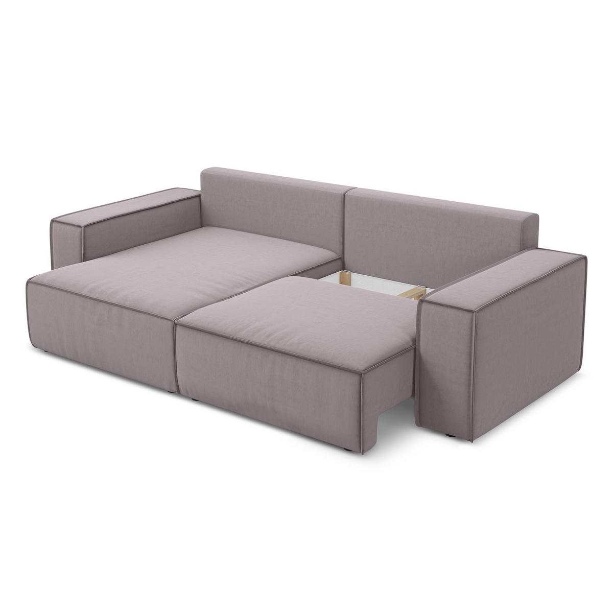 ECKSOFA mit Schlaffunktion Samt Stoff Violett - Lila/Flieder, Kunststoff/Textil (148/257cm) - LaMiaSofa