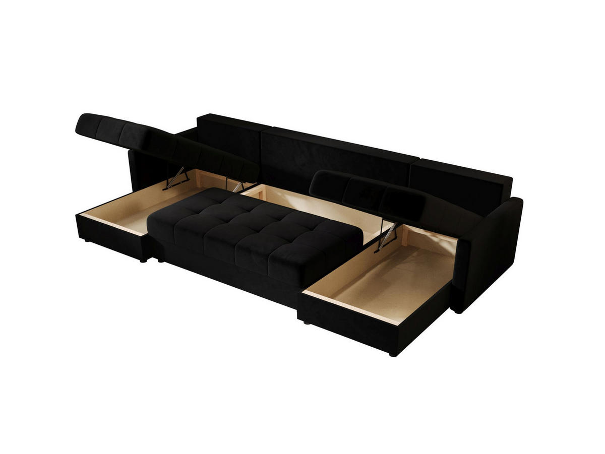 ECKSOFA MOS U BIS Itaka 15 mit Schlaffunktion - Schwarz, Textil (285/85/140cm) - Bedante