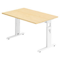 SCHREIBTISCH Serie-O 80/120/74 cm in Ahornfarben/Weiß - Ahornfarben/Weiß, Holzwerkstoff (80/120/74cm) - bümö