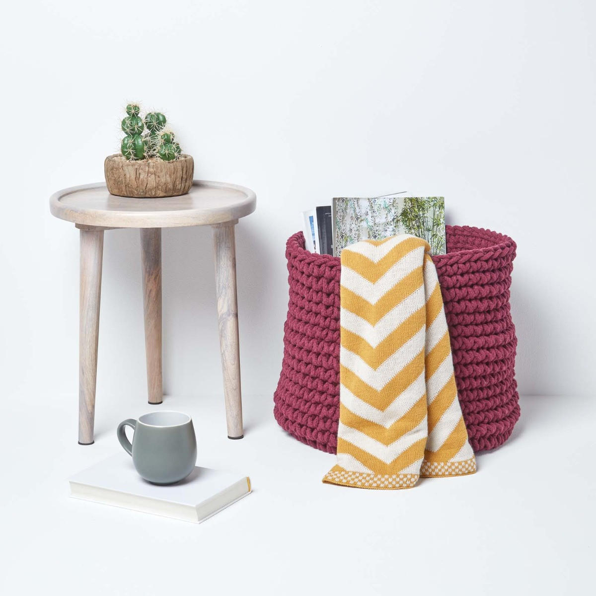 AUFBEWAHRUNGSKORB Baumwolle 42/37 cm - Bordeaux, Textil (42/42/37cm) - Homescapes