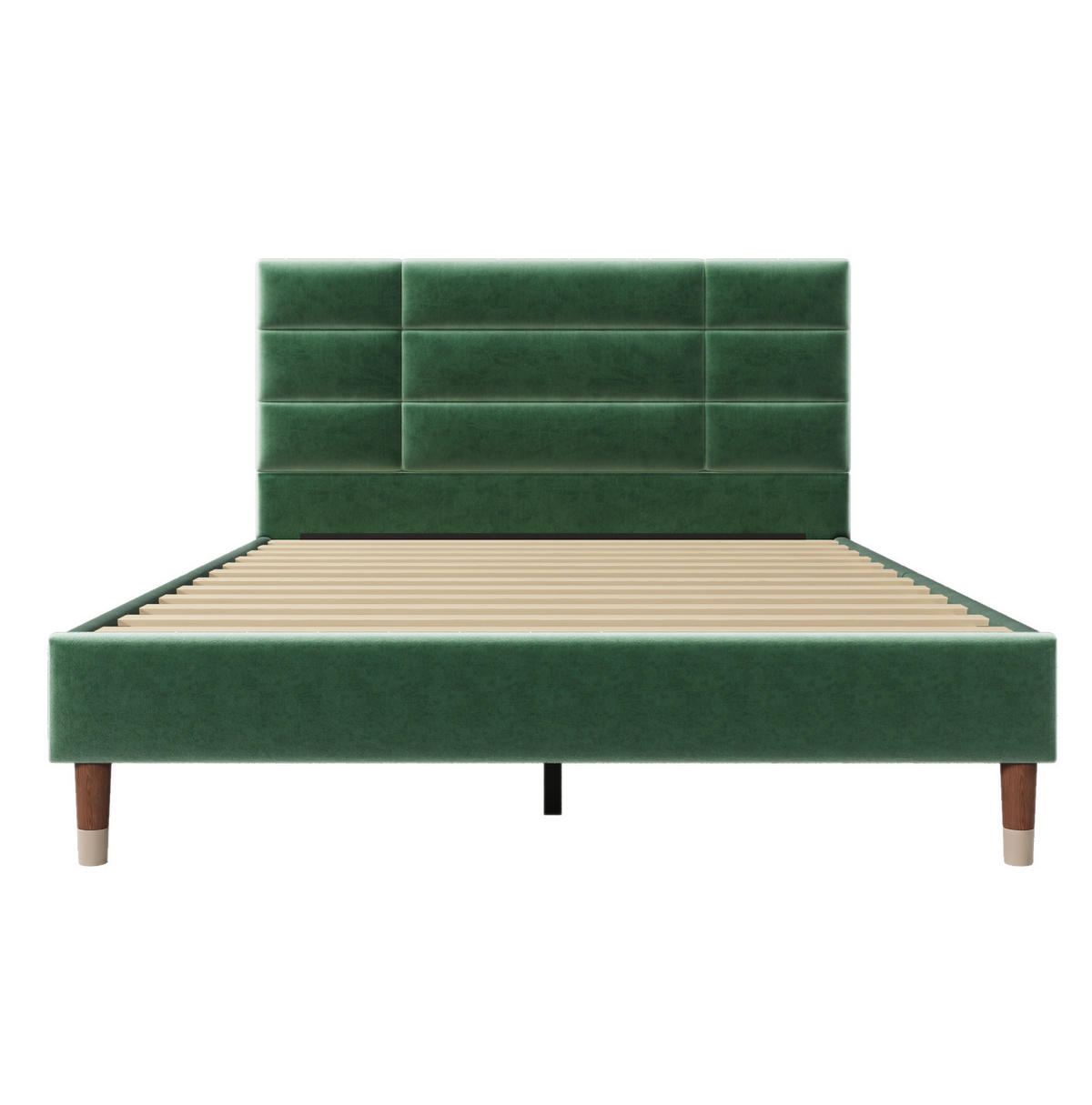 TAPECIRANI krevet 140/200 cm zeleni od baršuna s podnicom i prostorom za odlaganje - zelena, tekstil (140/200cm) - OKWISH