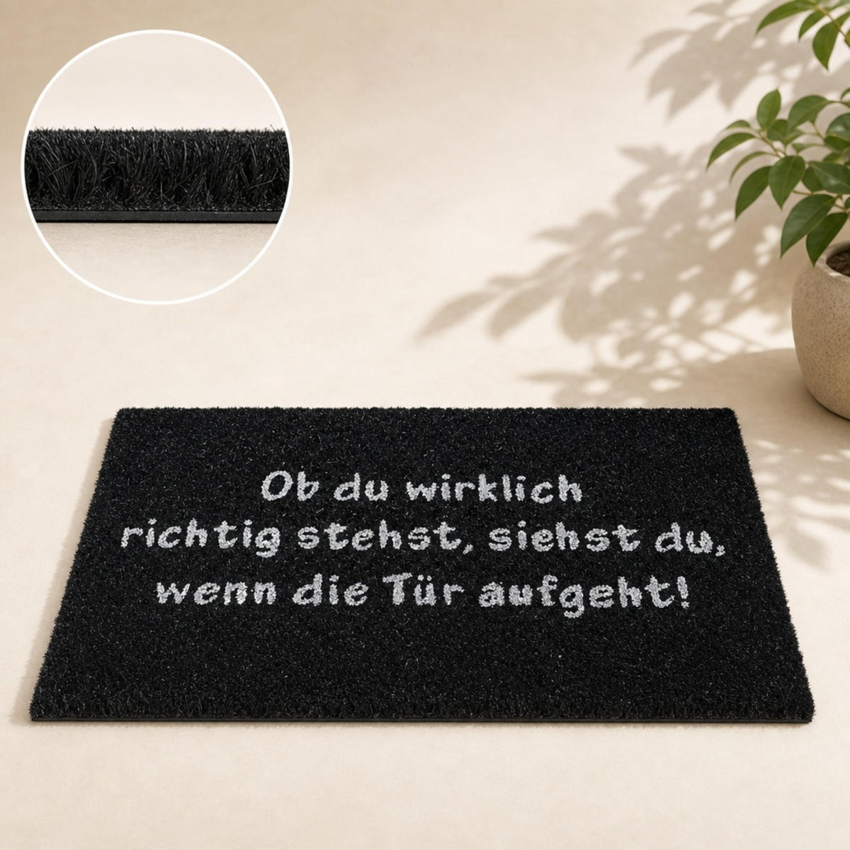 ROHOŽKA Přírodní Černá Bílá kokos protiskluzová 60x40 cm - černá, textil/plast (40/60cm) - Relaxdays