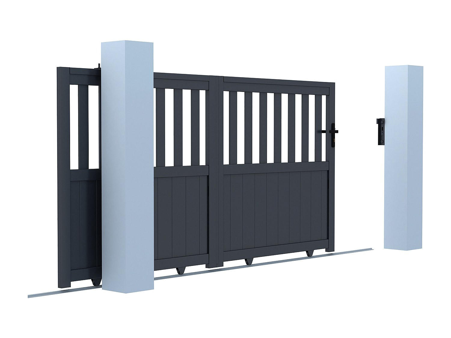 SCHIEBETOR - 298.1cm x 4.5cm - Aluminium - anthrazitgrau - TARNOS II - Anthrazit, Metall (298.1/140cm) - Vente-Unique