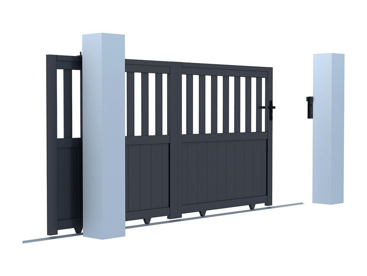 SCHIEBETOR - 298.1cm x 4.5cm - Aluminium - anthrazitgrau - TARNOS II - Anthrazit, Metall (298.1/140cm) - Vente-Unique