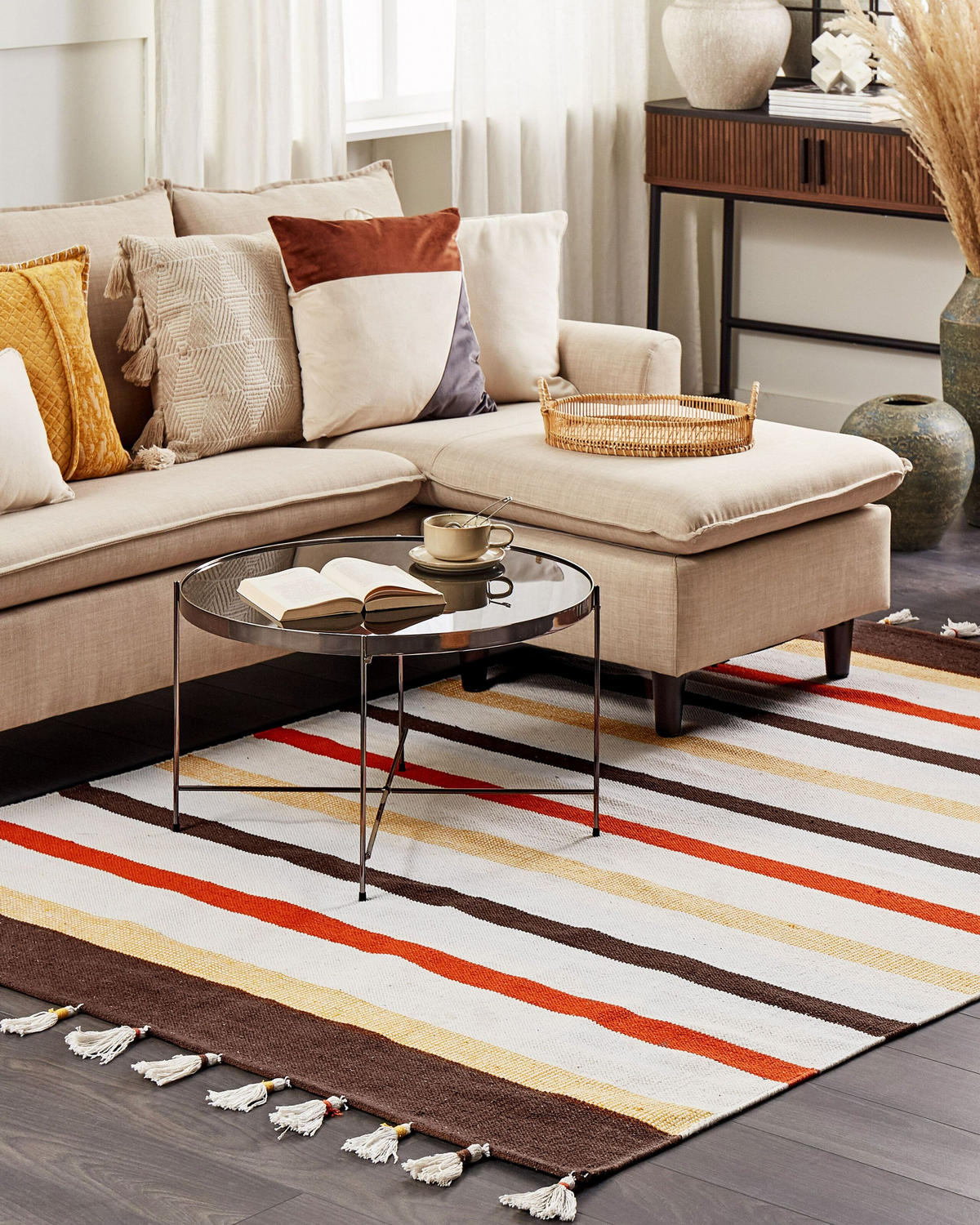 TEPPICH geflochten Hisarli 230/160 cm - Braun, Textil (160/230cm) - Beliani