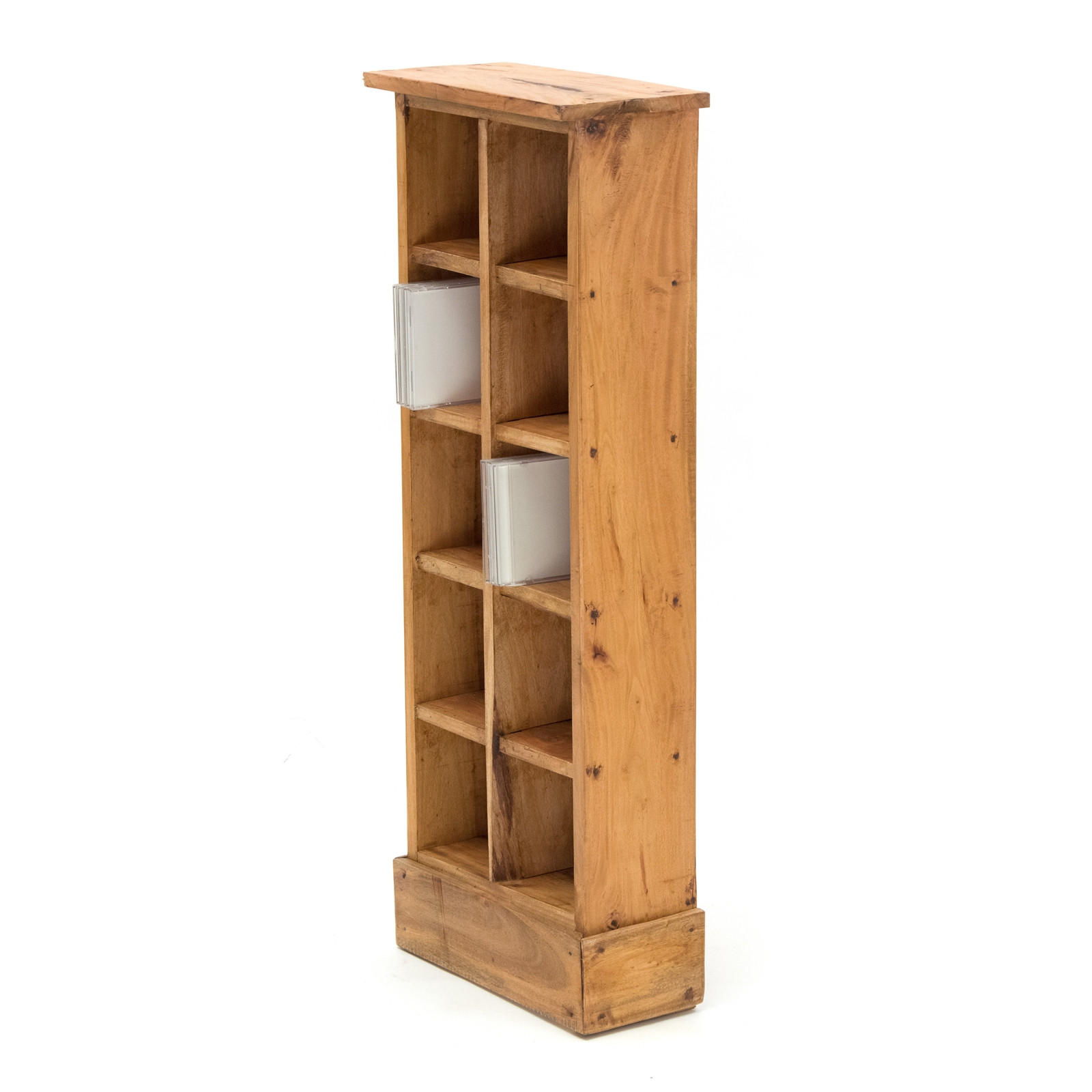 CD & BÜCHERREGAL NATURE Recyclingholz massiv, mit 10 Fächern 08 honigfarben gewachst - Honig, Holz (36/94/17cm) - DESIGN DELIGHTS