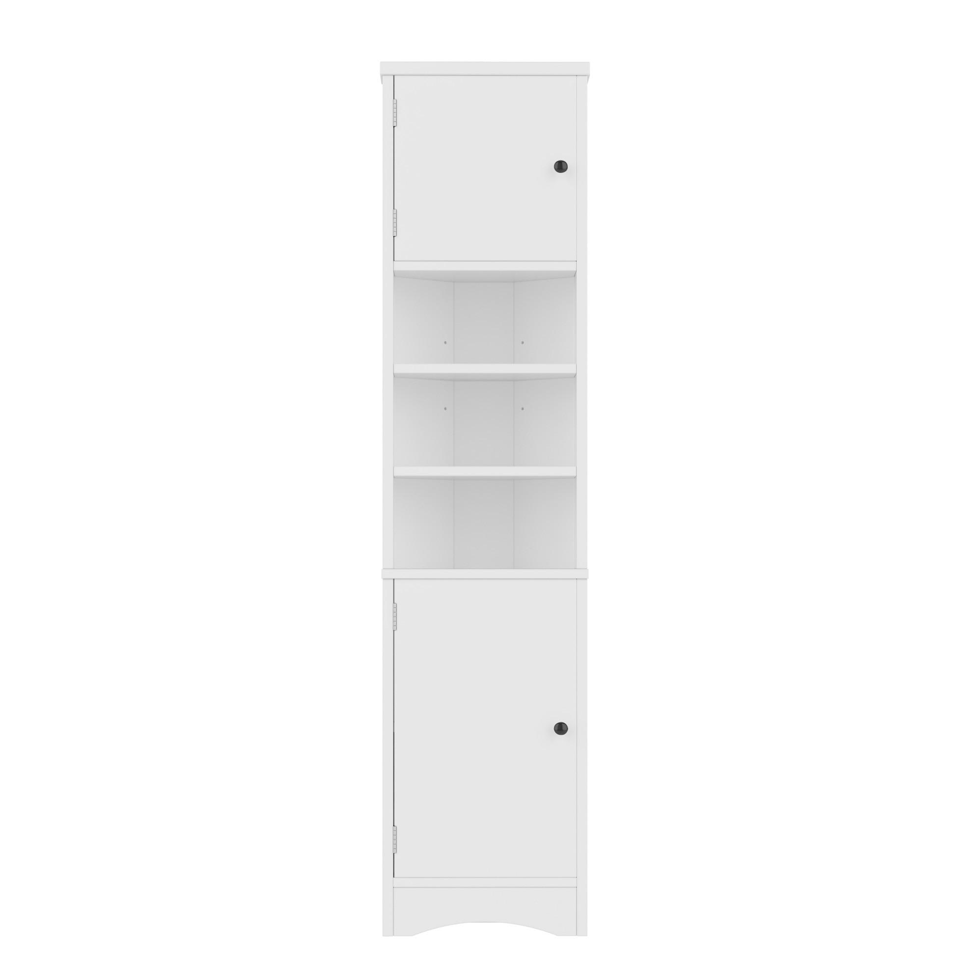BADEZIMMERSCHRANK 36.5x24.5x170cm in Weiß, feuchtigkeitsbeständig mit 2 Türen - Weiß, Holzwerkstoff (24.5/170/36.5cm) - Modfu