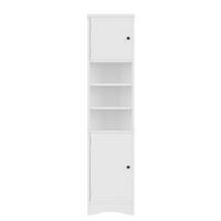 BADEZIMMERSCHRANK 36.5x24.5x170cm in Weiß, feuchtigkeitsbeständig mit 2 Türen - Weiß, Holzwerkstoff (24.5/170/36.5cm) - Modfu