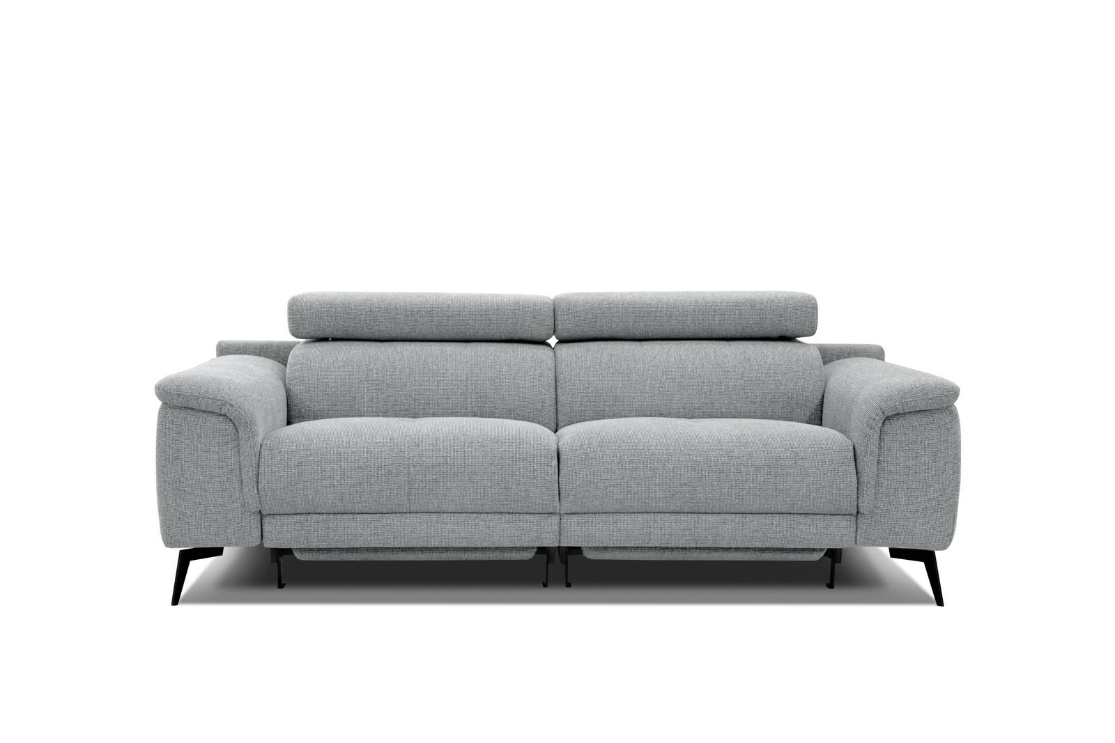 RELAXSOFA FIERO 3-Sitzer mit 2 Relaxfunktionen, silberfarben - Silberfarben/Schwarz, Holzwerkstoff/Textil (212/82/103cm) - Courtois Laville