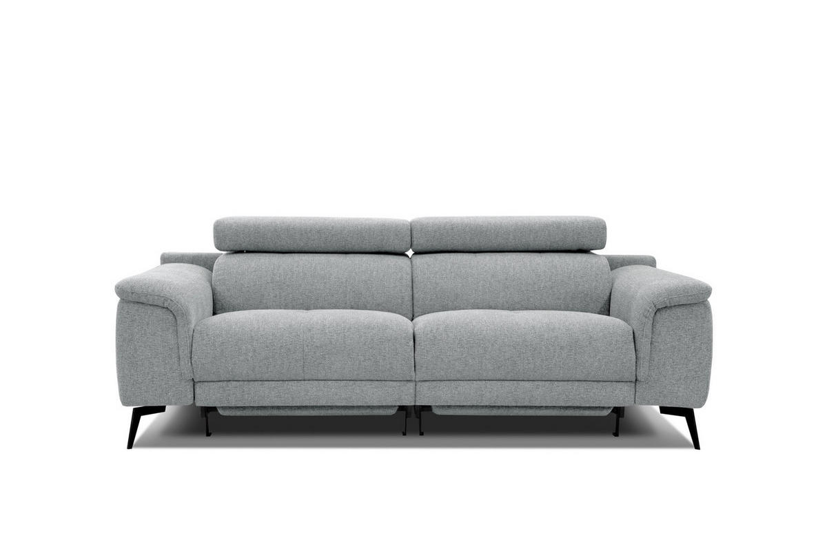 RELAXSOFA FIERO 3-Sitzer mit 2 Relaxfunktionen, silberfarben - Silberfarben/Schwarz, Holzwerkstoff/Textil (212/82/103cm) - Courtois Laville