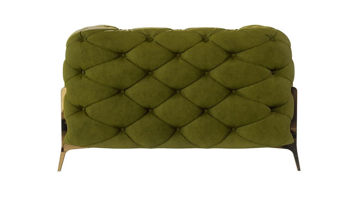 CHESTERFIELD-SESSEL Lexi Olive Samt - Goldfarben/Olivgrün, Holz/Textil (125/75/100cm) - S-Style Möbel