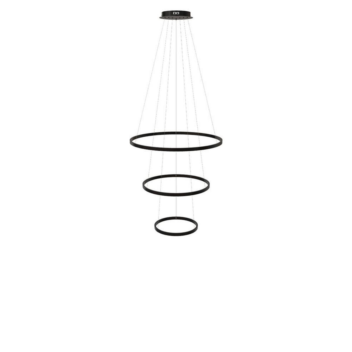 LED-HÄNGELAMPE 3er Ring Schwarz Ø 80 | 60 | 40cm - Schwarz, Metall (1.3/80/3.3cm) - s.luce