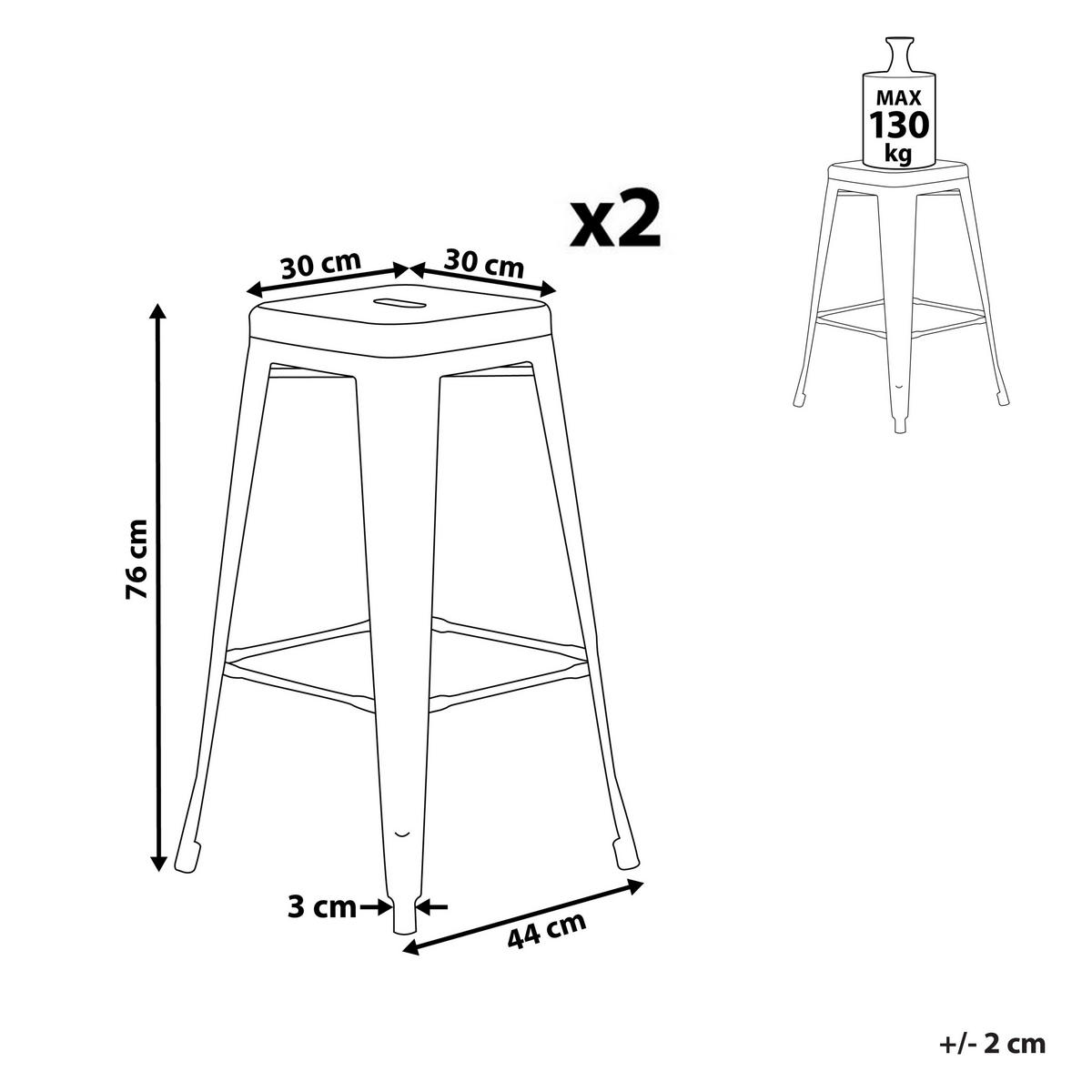 BARHOCKER 2er-Set Metall Gelb Cabrillo - Gelb, Metall (44/76/44cm) - Beliani