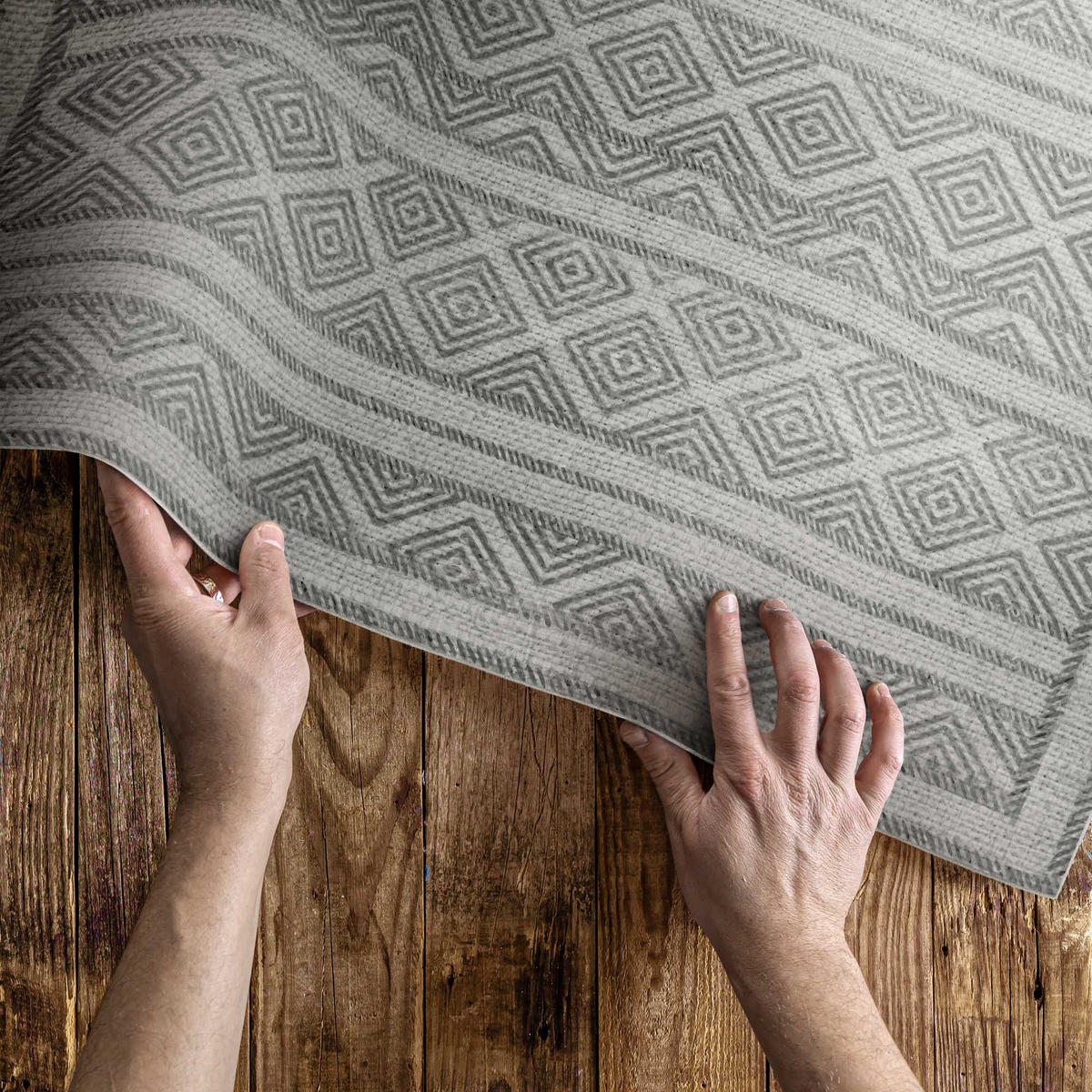 TEPPICH 150x225 cm Dekorative Bordüre Stoffoptik - Dunkelgrau, Kunststoff (150/0.2cm) - Wallfluent