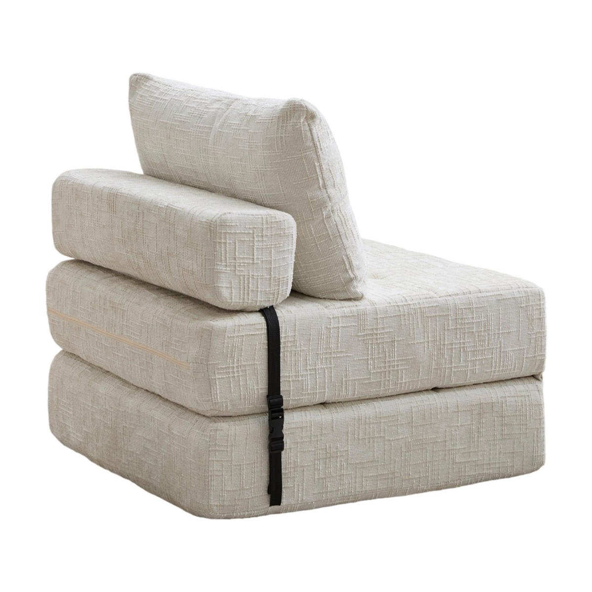 SCHLAFSOFA Beige mit Klappfunktion, Chenille - Beige, Textil/Metall (79/57/79cm) - CHICFURN