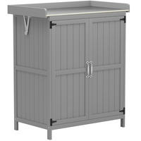 GARTENSCHRANK aus Holz 74x43x88 cm in Grau mit Edelstahl-Arbeitsfläche - Grau, Holz (43/88/74cm) - Modfu