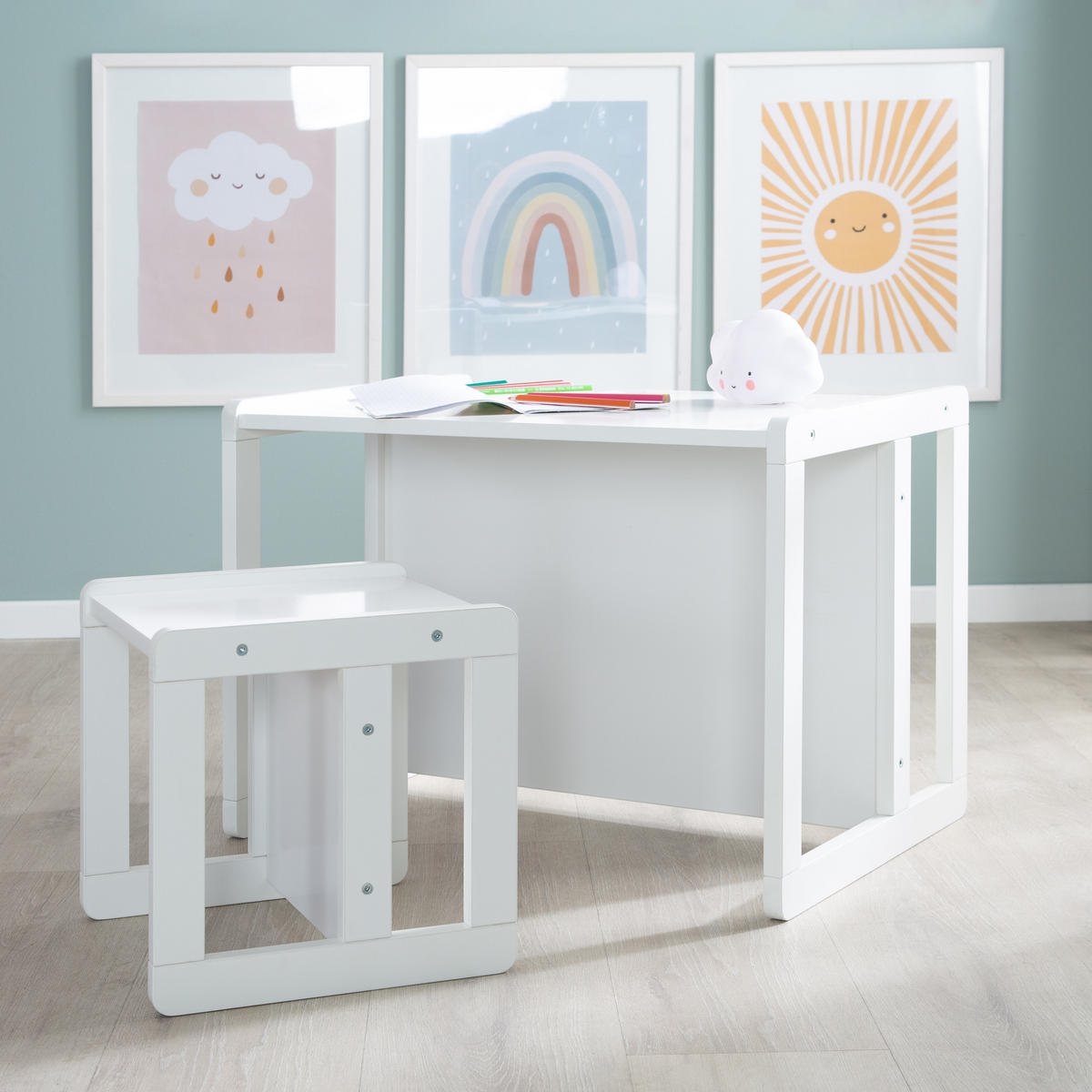 KINDERSITZGRUPPE 3in1 - Weiß, Holzwerkstoff (61/30/44cm) - Roba