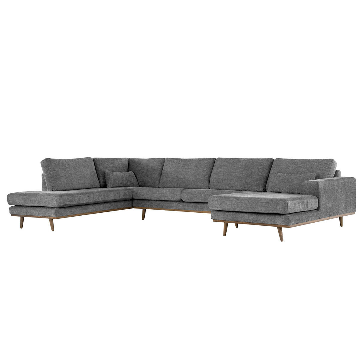 WOHNLANDSCHAFT mit Longchair - Eichefarben/Dunkelgrau, Eichenholz/Holz (371/81/219cm) - home24