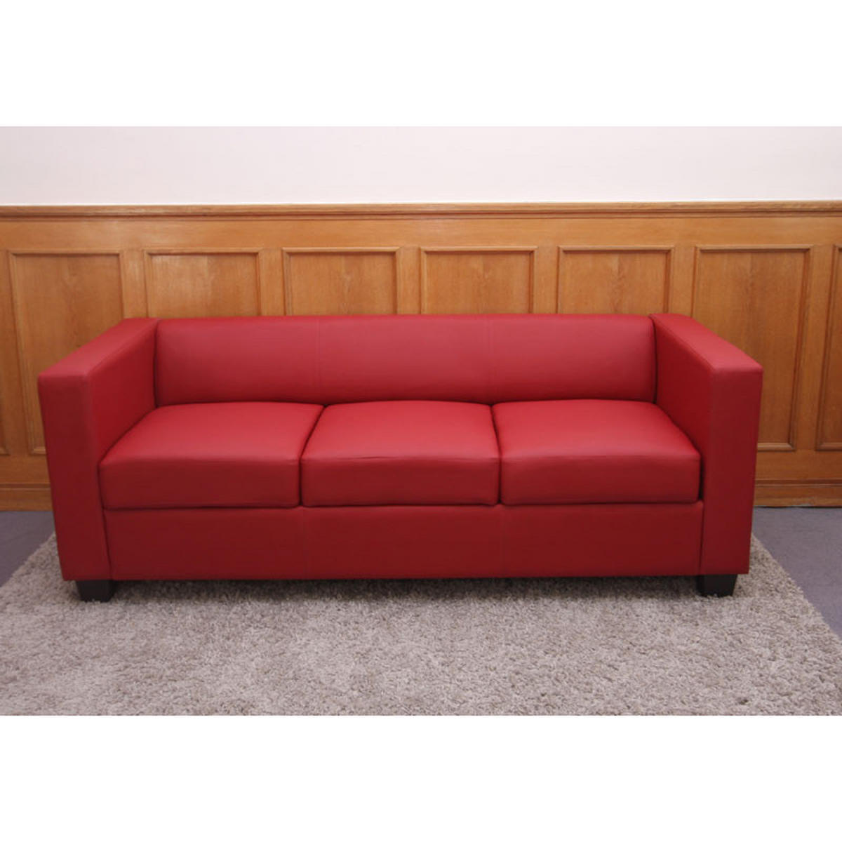 3ER SOFA Rot - Rot, Leder (191/70/75cm) - MCW
