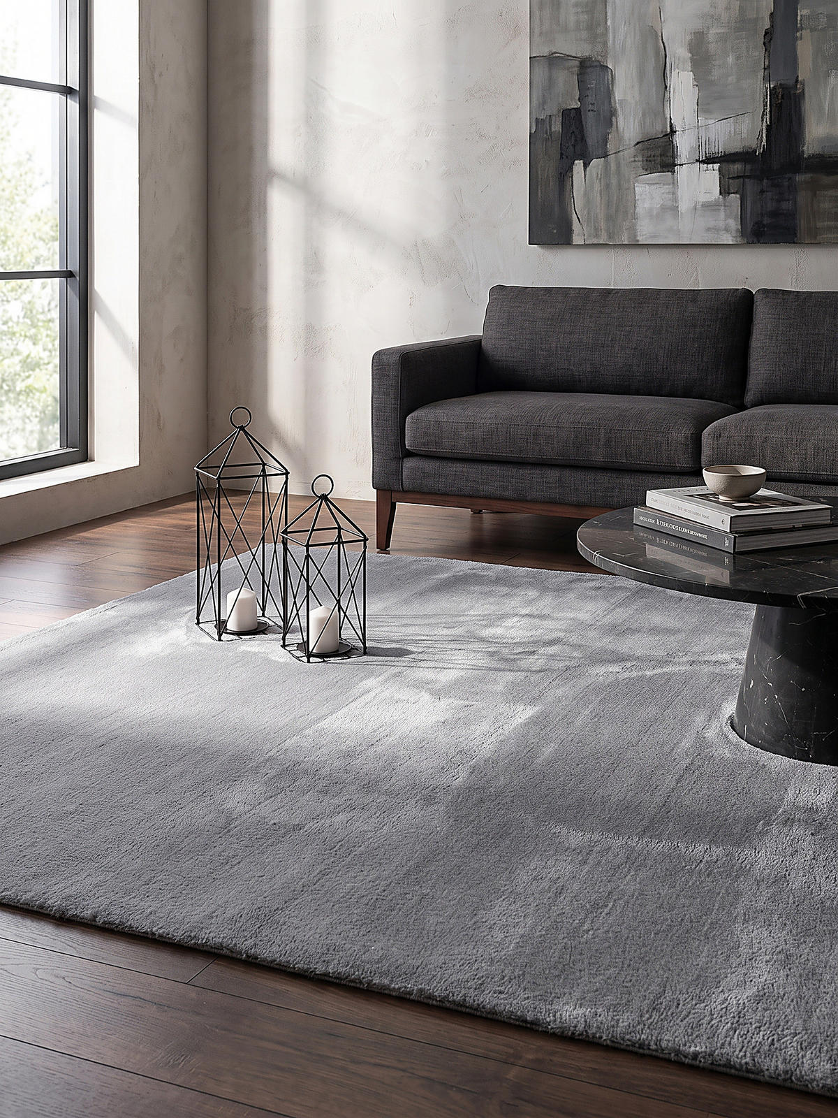 HOCHFLORTEPPICH Antirutsch Uni ALDAN Polyester Grau 120 x 160 cm - Grau, Textil (120/160cm) - KADIMA DESIGN