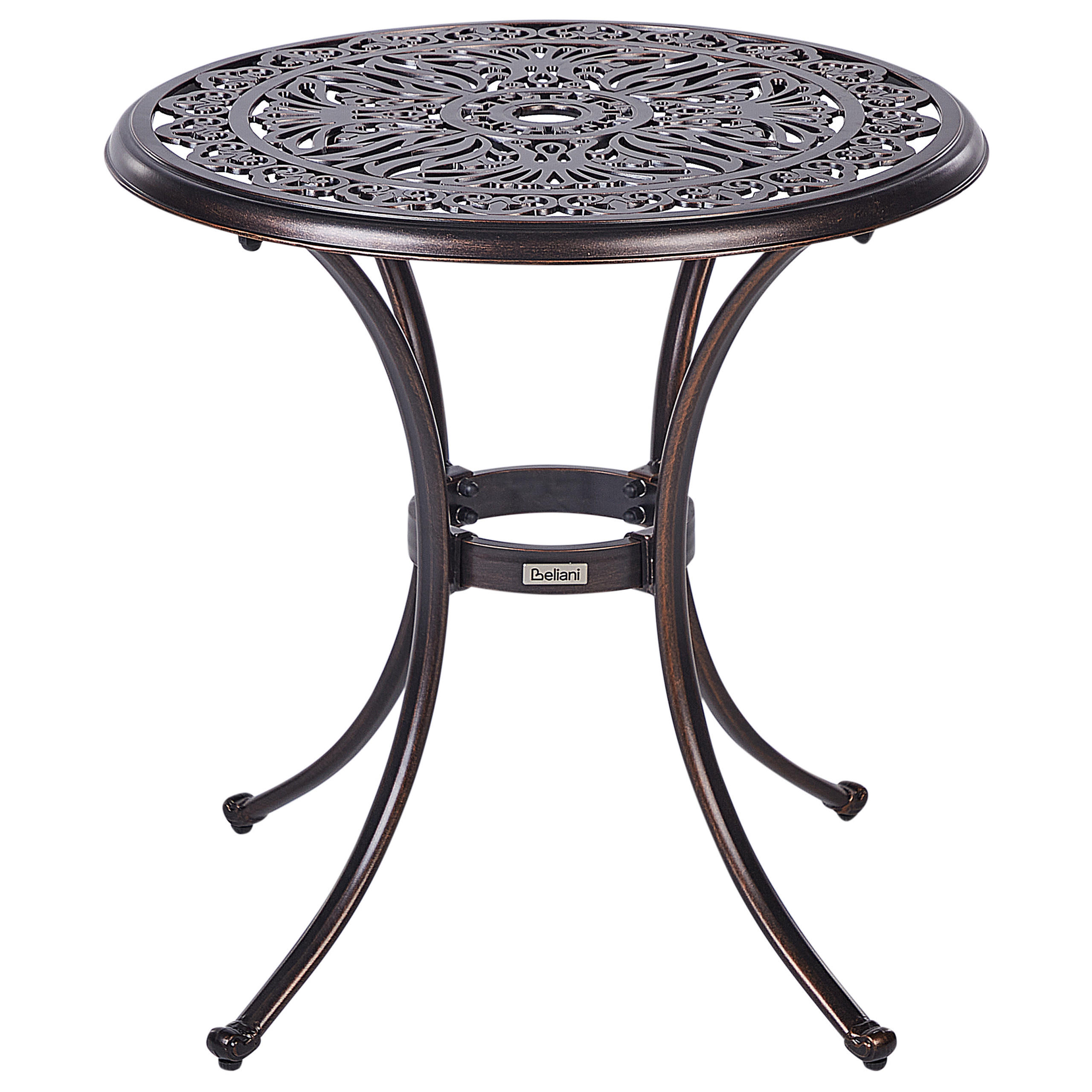 GARTENTISCH 2-Sitzer Braun Andalo - Braun, Metall (68/68/70cm) - Beliani