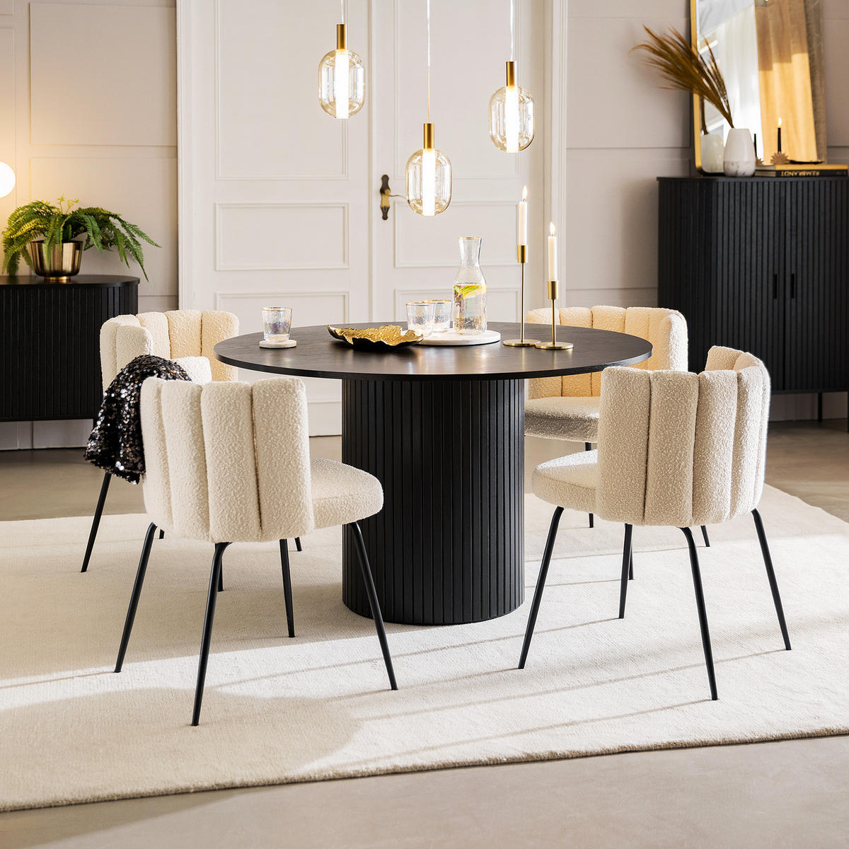 ESSTISCH - Echtholzfurnier - Eichefarben/Schwarz, Holzwerkstoff (120/120/75cm) - home24