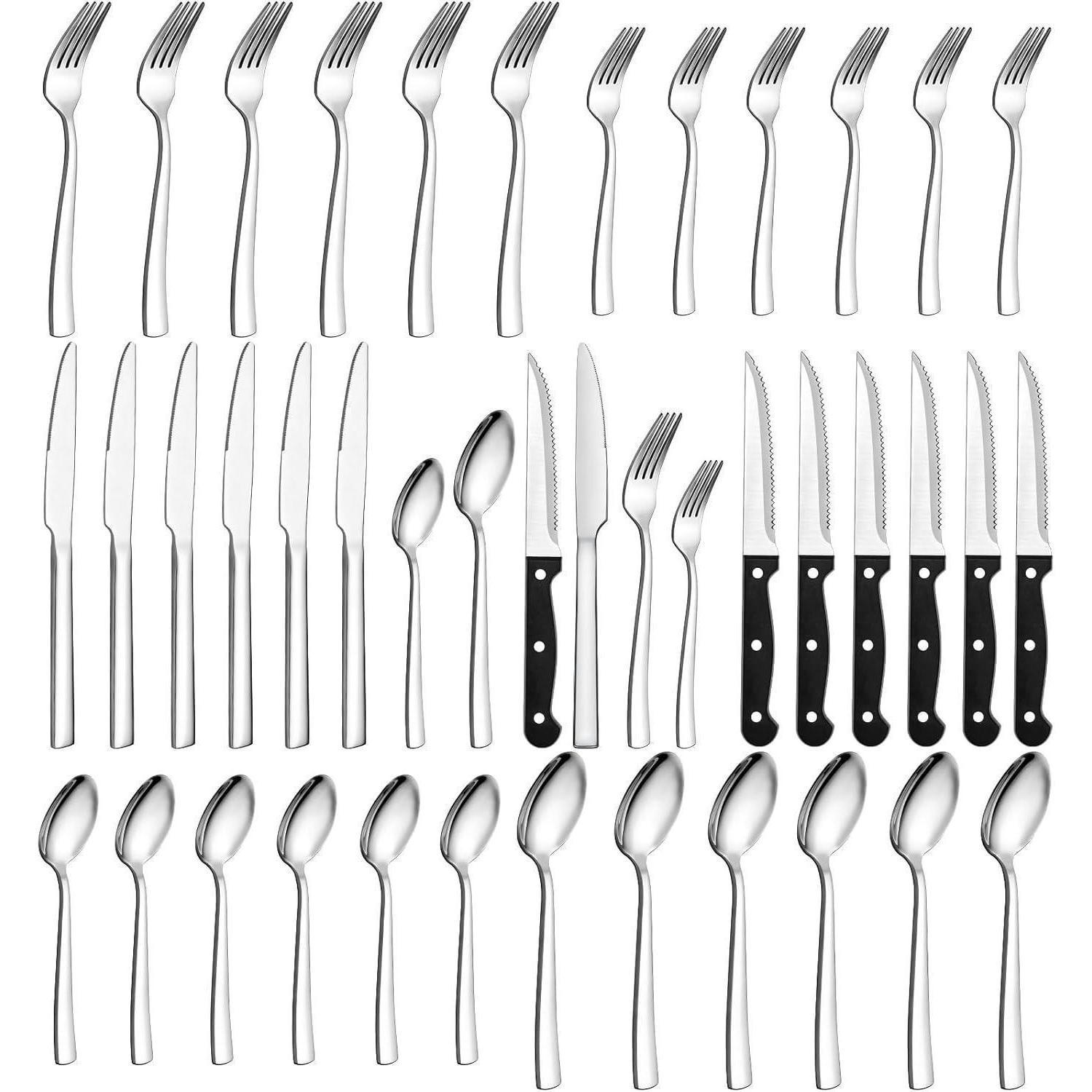BESTECKSET 36-teilig für 6 Personen Edelstahl hochglanzpoliert - Silberfarben, Metall