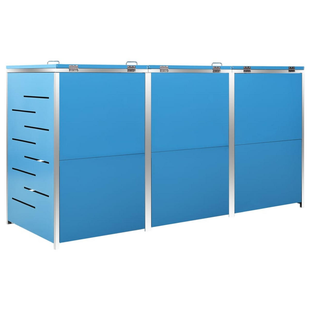3ER Mülltonnenbox JAGU Edelstahl | Blau | 115x207x77,5cm | Für 3 Tonnen 240L - Blau, Metall (207/115/77.5cm) - DELUKE