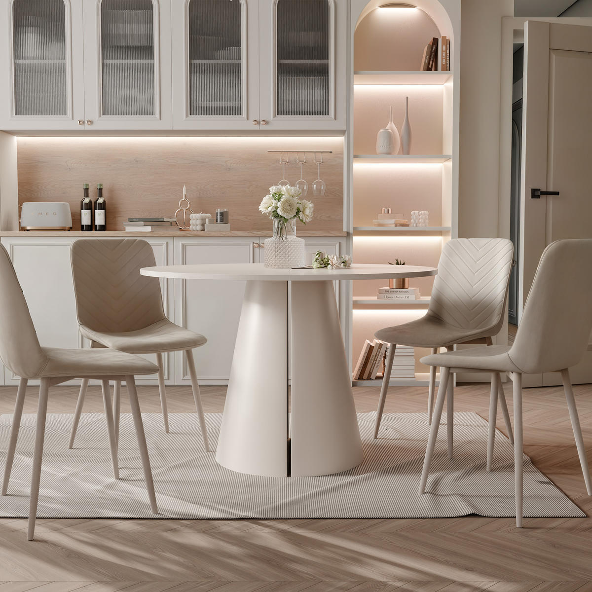 AUSZIEHTISCH BASE 120-196/76 cm, Kaschmir - Kaschmir, Holzwerkstoff/Metall (120/120/76cm) - Idohome
