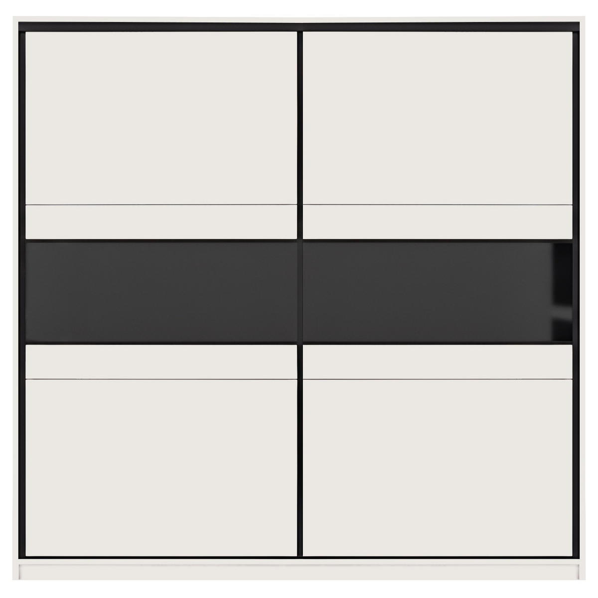 SCHWEBETÜRENSCHRANK Monroe mit 2 Türen ohne Spiegel, 266 cm, Kaschmir+Schwarz Lacobel - Kaschmir/Schwarz, Holzwerkstoff (226/220/64cm) - Beautysofa
