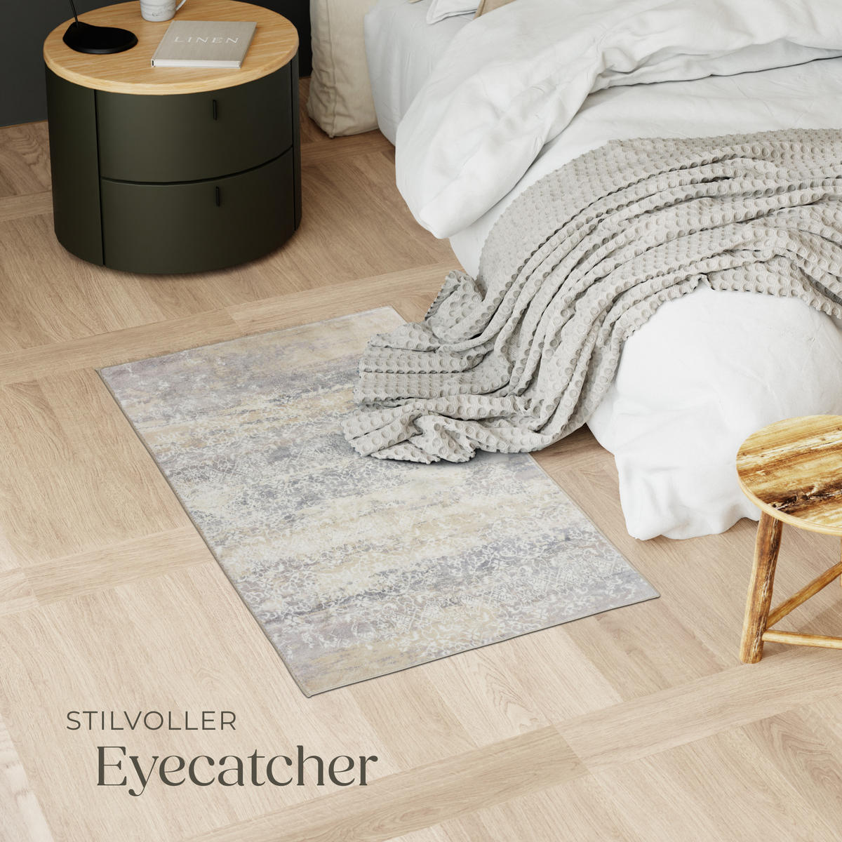 TEPPICH Vintage Design Dalia,rutschfeste Unterfläche,beige - Beige, Kunststoff (60/110cm) - tectake