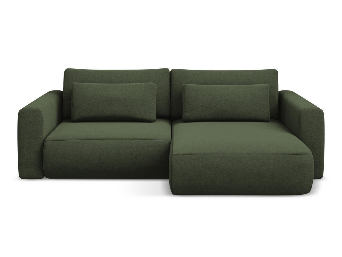 ECKSOFA mit Schlaffunktion Strukturstoff Stoff Grün - Schwarz/Olivgrün, Kunststoff/Textil (240/149cm) - Makamii