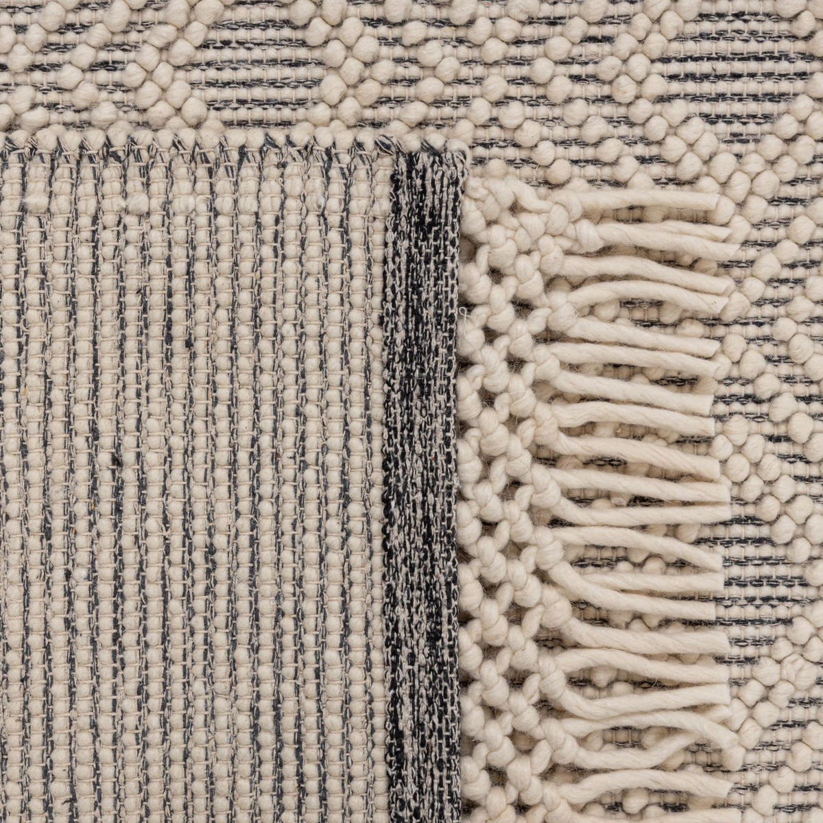 FLACHWEBETEPPICH Macrame Style, beige 70x140 cm - Naturfarben, Textil (70/140cm) - Rug and Roll