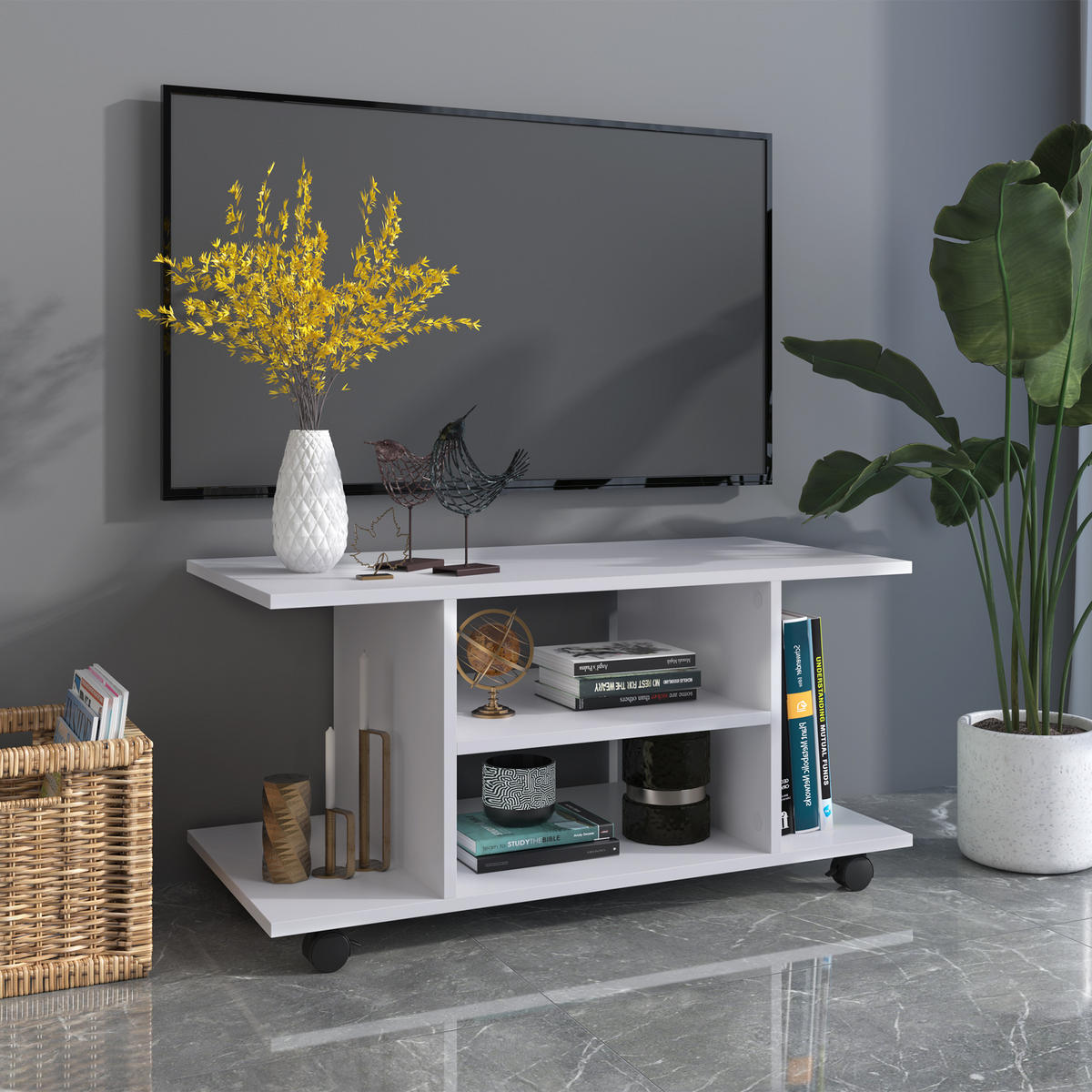 TV-MÖBEL Weiß 1 Stück - Weiß, Holzwerkstoff (80/40/40cm) - GiPP