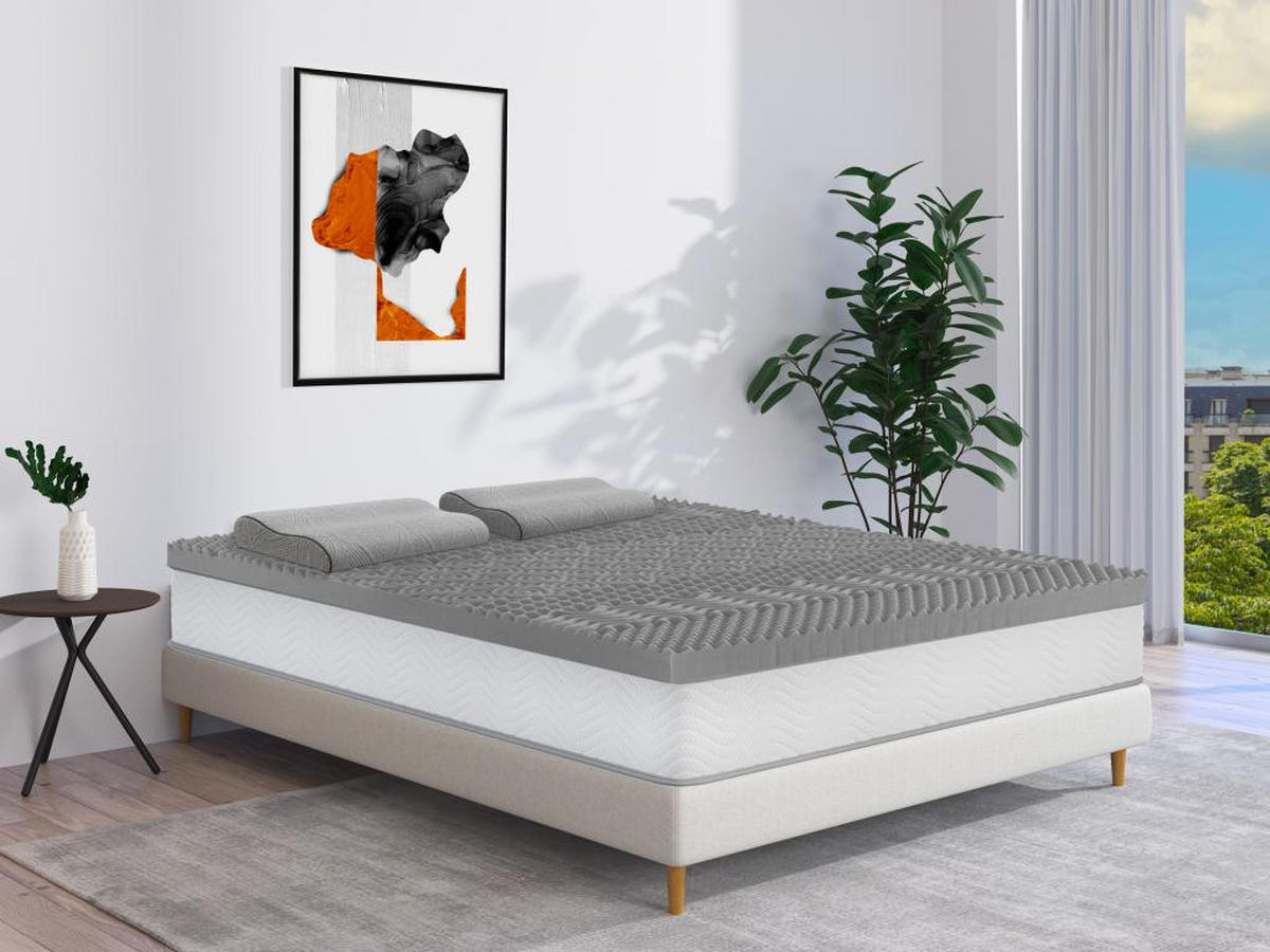 ERGONOMISCHES Kopfkissen fest - Memory Schaum - Mit abnehmbarem Bezug - 38 kg/m³ - 40 x 60 - Grau - VIANCA - Grau, Textil (40/60cm) - Vente-Unique