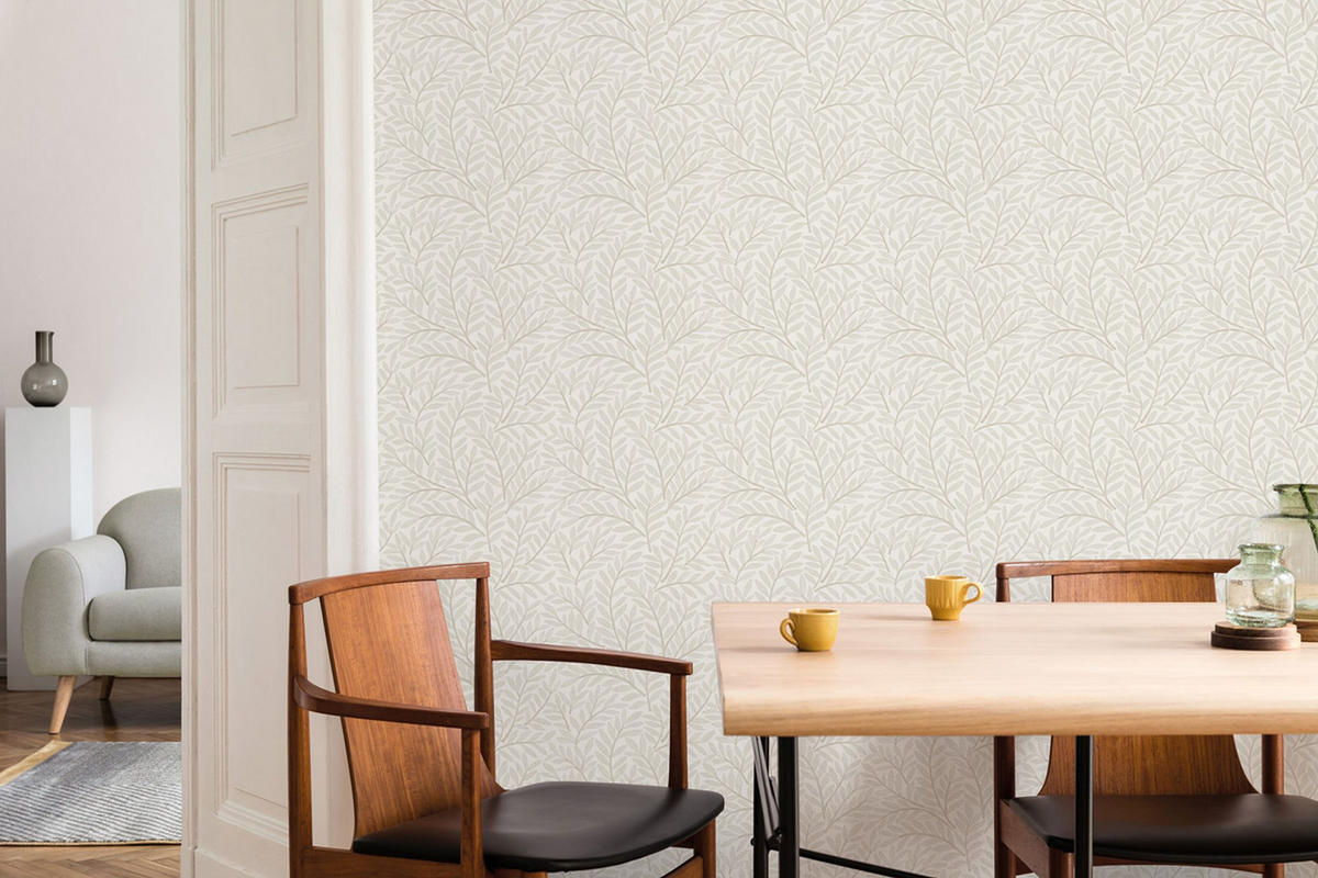 TAPETE Blätter im skandinavischen Stil 53 cm x 10 m - Beige, Papier (53/1000cm) - Sanders & Sanders
