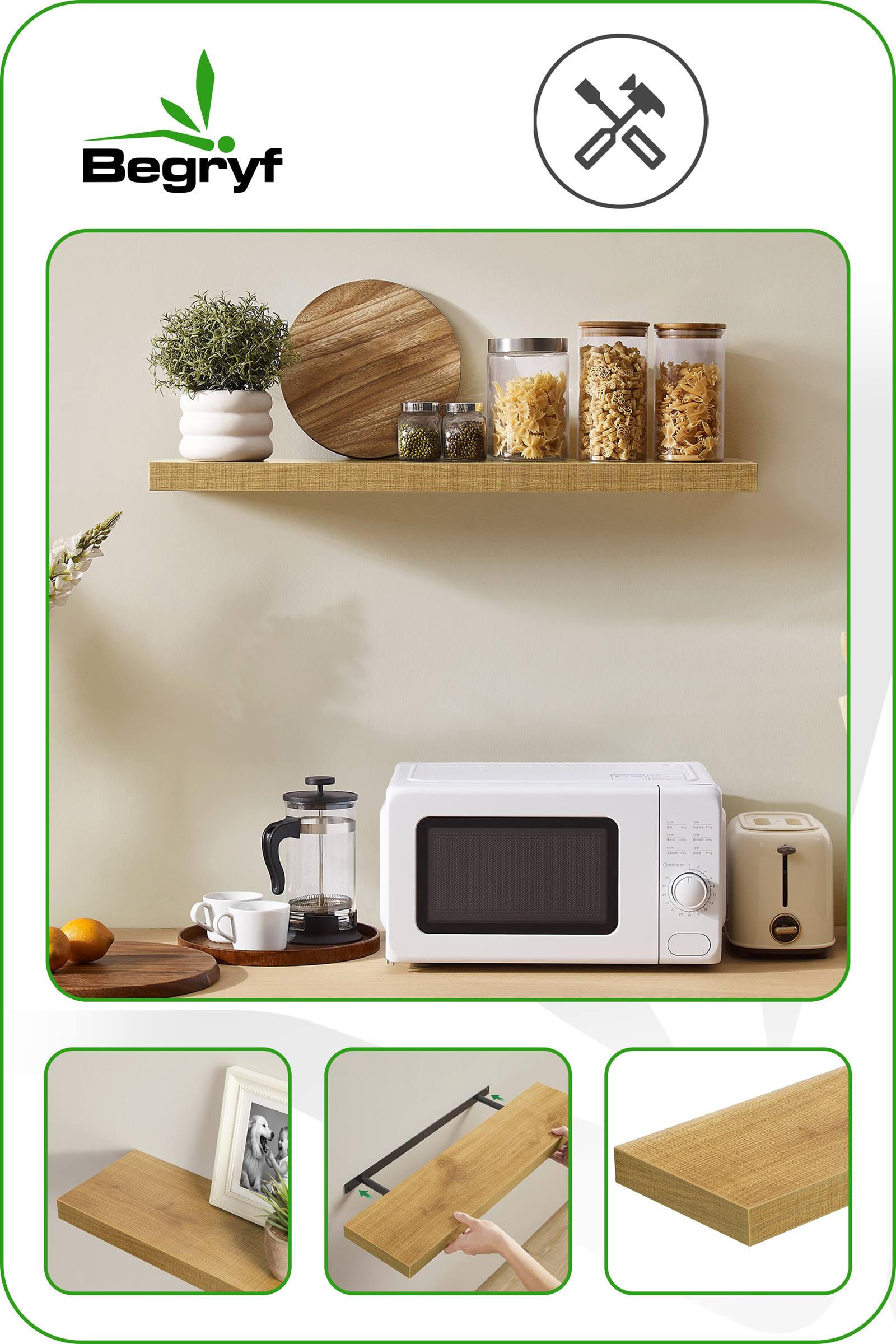 WANDREGAL Holzoptik Honigbraun schwebend 80x20x4 cm - Honig, Holzwerkstoff/Metall (20/3.8/80cm) - Begryf